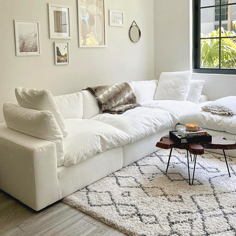 Little Lamb Linen Sofa Lazy Style Modern Simple Luxury Living Room French Furniture Nordic Cream Sofa