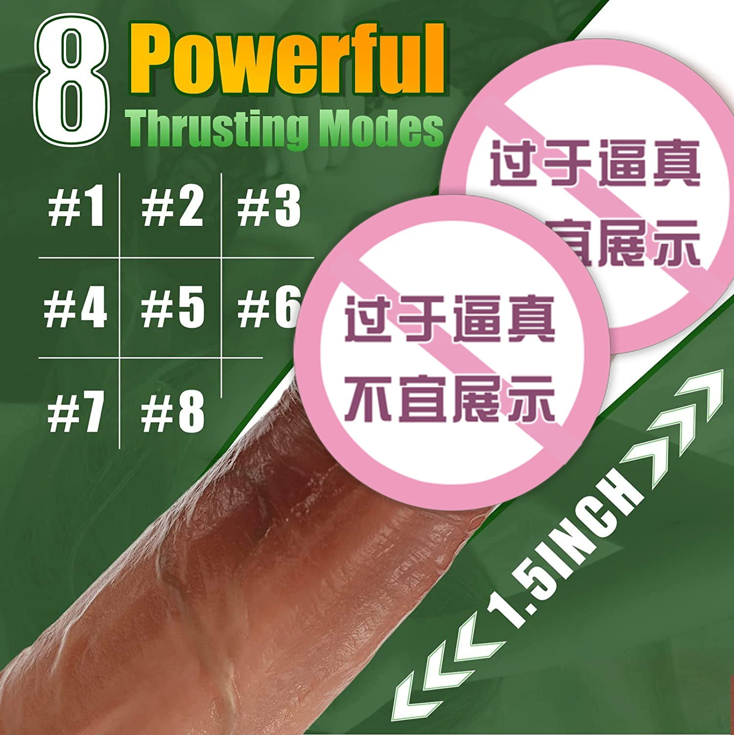 Realistic Retractable Vibrating Dildo, liquid silicone, 22 cm, 8 vibration & thrust modes