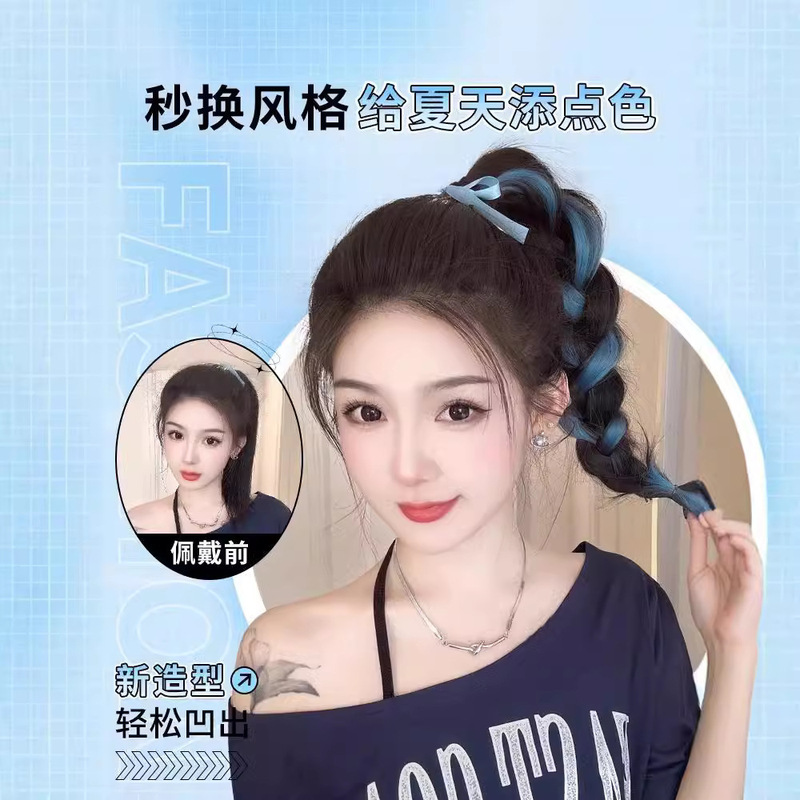 自绕发束仿真低丸子头假发发圈扎花苞头古风发包盘发发包颅顶发饰|undefined