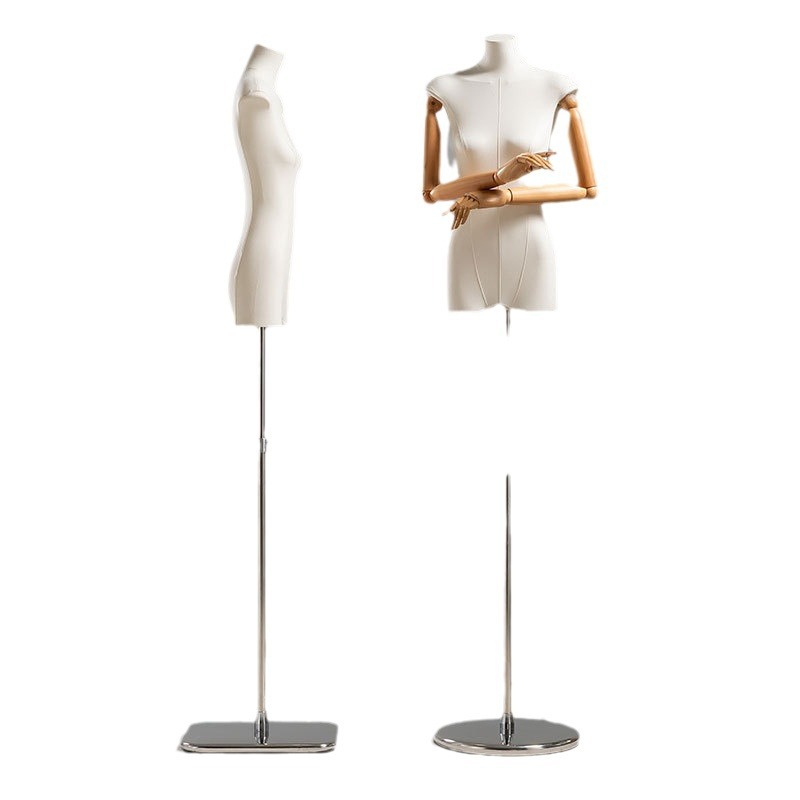 Tienda de ropa coreana modelo de cuerpo plano de pecho plano de mitad de cuerpo humano falso de mujer muñeca de muñeca estante de exhibición de ventanas accesorios especiales image 6