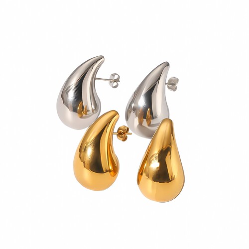 European and American best-selling high-end chubby hollow water drop earrings stainless steel earrings 18k gold geometric earrings earrings