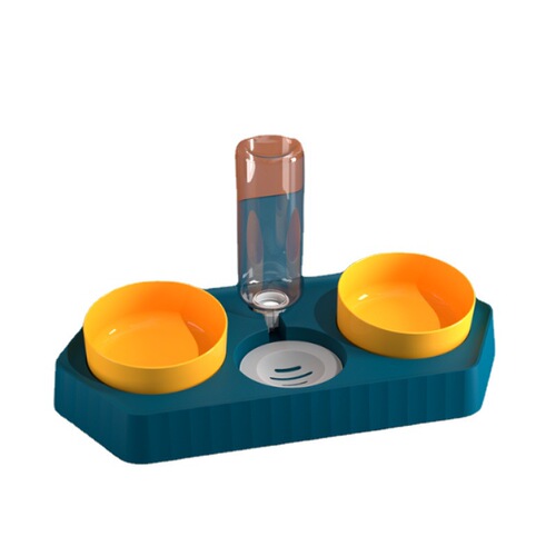 Three-bowl cat bowl, plastic dog bowl, automatic drinking water bowl, dog and cat supplies bowl, anti-knock over cat food and dog bowl