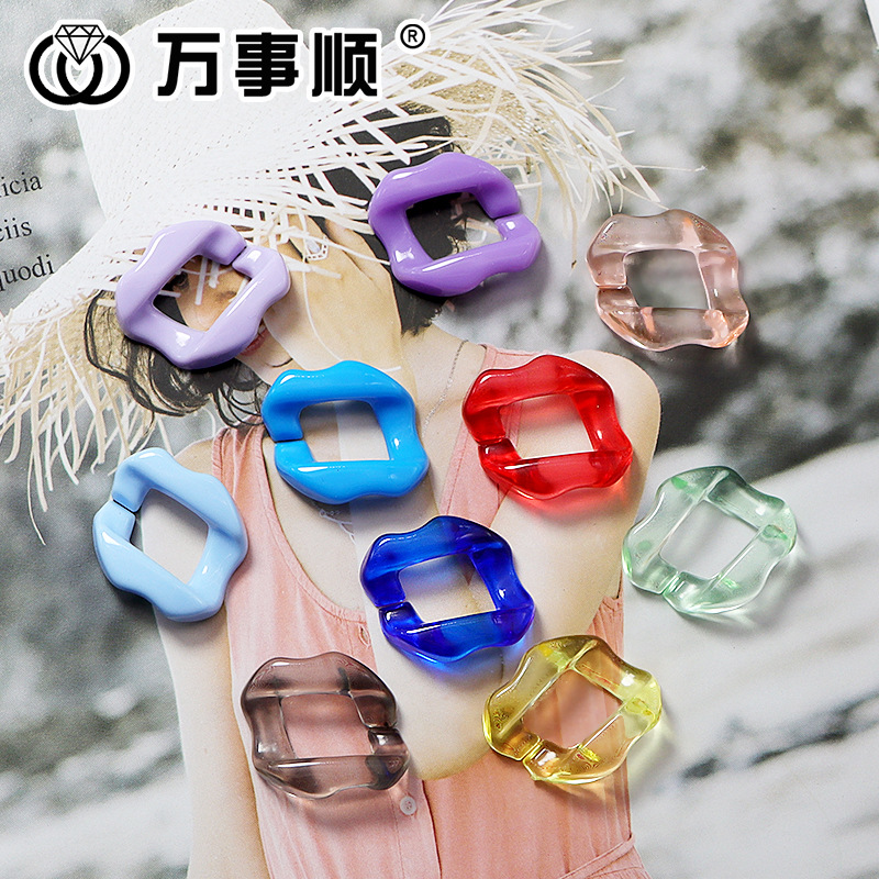 跨境专供 亚克力方形亮光链条21x26插扣 DIY手机链项链钥匙扣配件