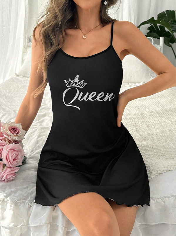 跨境欧美亚马逊外贸希音热卖夏季新款睡衣女士猫咪印花吊带睡裙新|undefined