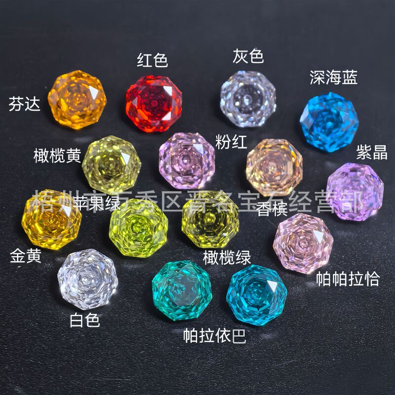 Eight-Sided Millennium Rose Zircon Loose Stone Pointed Bottom Zircon Wuzhou Factory Jewelry Accessories Wholesale DIY