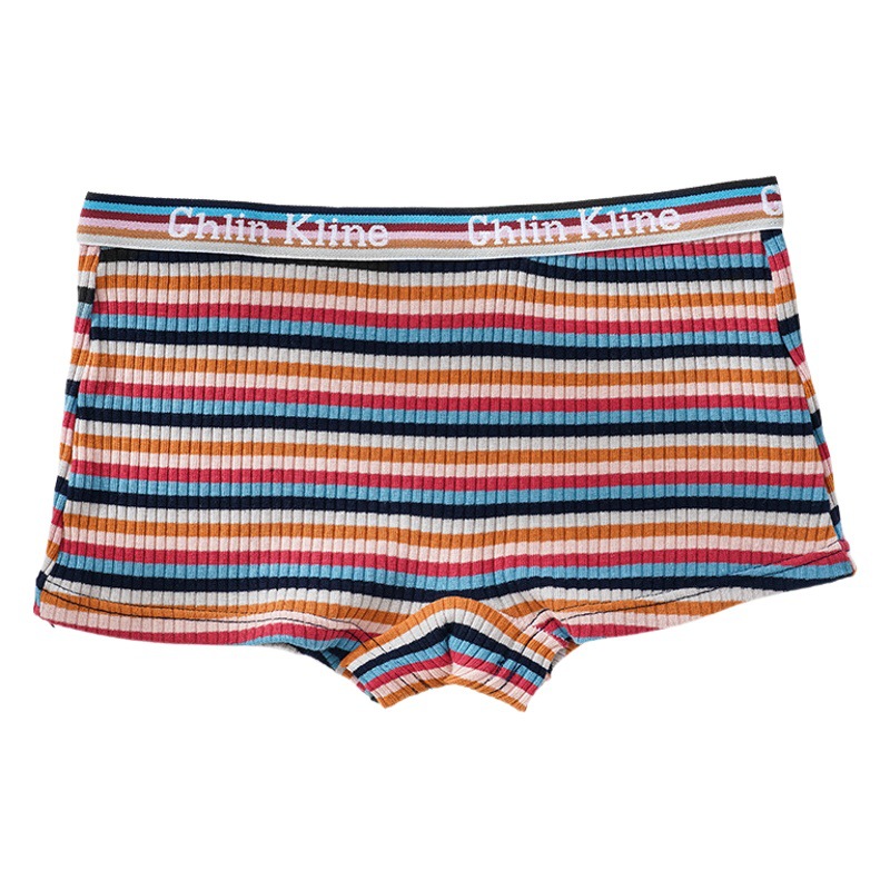 Calzoncillos Boxer a rayas retro Calzoncillos Boxer de cintura media para mujer moda europea y americana más ropa interior de algodón ropa interior sin exposición
