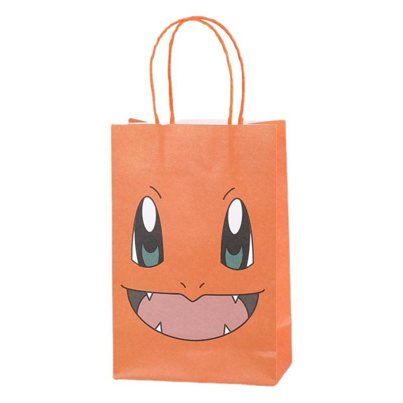 Nueva bolsa de fondo cuadrado de dibujos animados lindo bolsa de papel Kraft para llevar bolsa de embalaje bolso al por mayor logotipo imprimible
