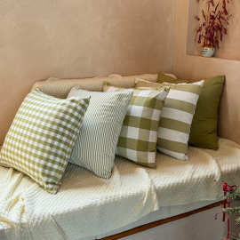 棉麻风小清新绿色系抱枕民宿客厅沙发可拆洗抱枕套床头靠背可拆洗
