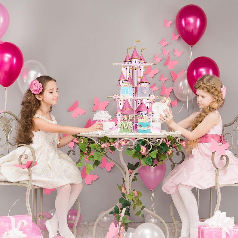 プリンセス城ケーキスタンド子供诞生日パーティー用品プリンセス城诞生日パーティーデコレーションデザート|undefined