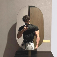 莱卡冰丝棉t恤男紧身弹力三分短袖性张力紧袖运动速干衫凉感透气