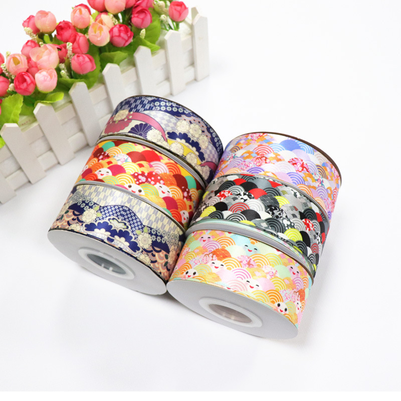 Estilo japonés impreso tocado DIY costilla cinta hecha a mano arco cinta accesorios de ropa cinta