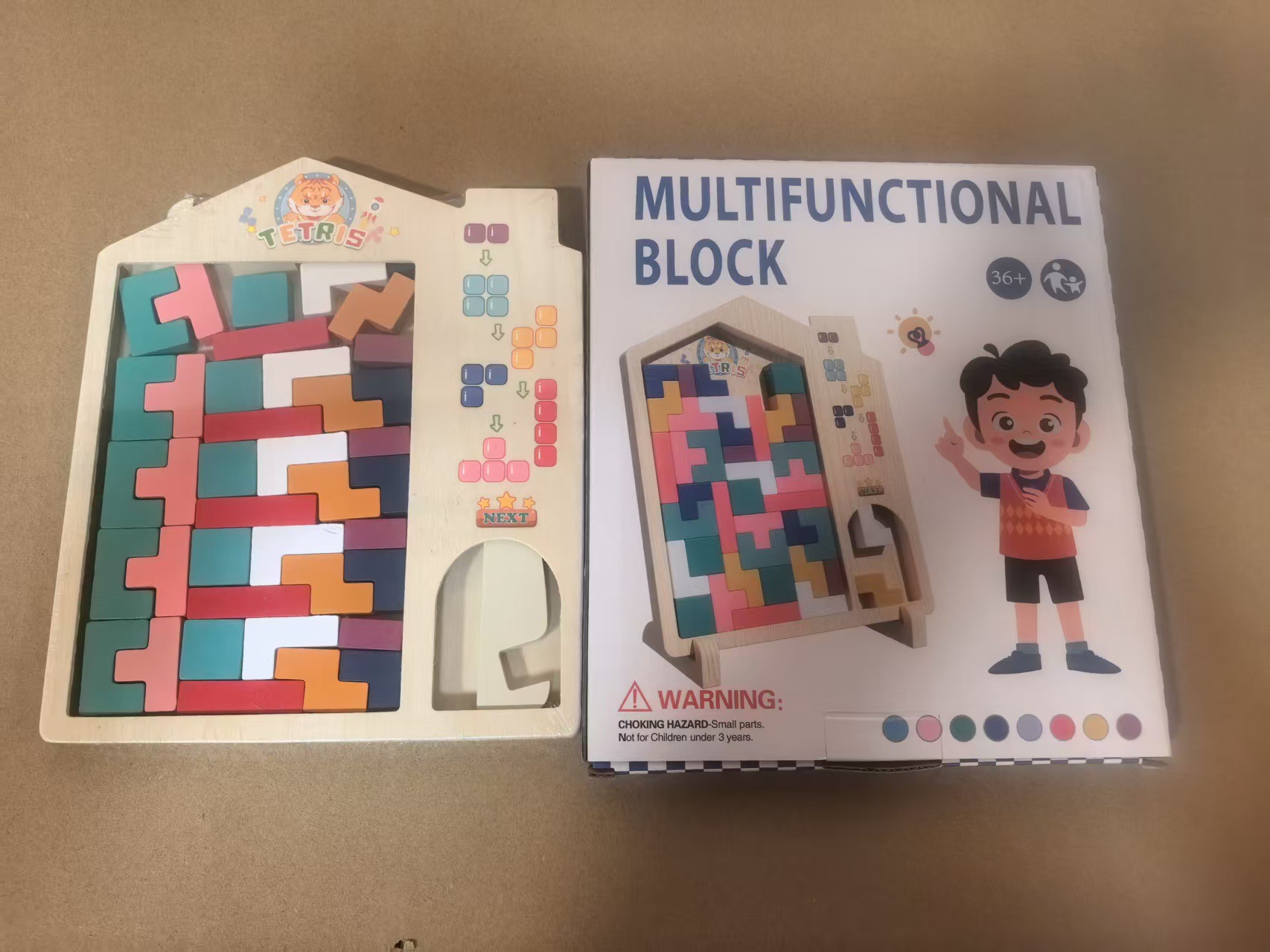 Bloques de construcción de tetris de madera juguetes educativos rompecabezas tridimensional regalo de cumpleaños para niños de 3 a 6 años