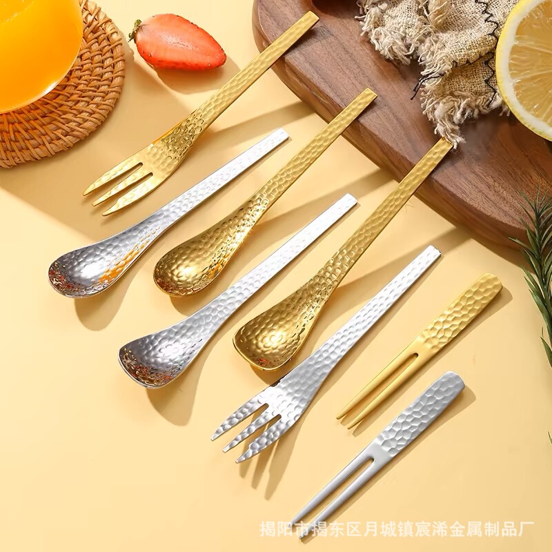 304 Stainless Steel Hammer Coffee Spoon Ins High Color Value Handmade Dessert Spoon Fork Fruit Fork Bird's Nest Ice Cream Spoon Set 304 Stainless Steel Hammer Coffee Spoon Ins High Color Value Handmade Dessert Spoon Fork Fruit Fork Bird's Nest Ice Cream Spoon Set