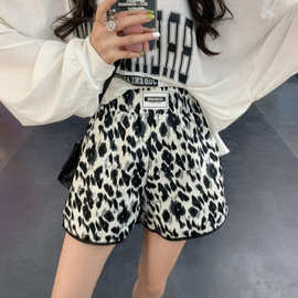 2025新款豹纹运动短裤女夏季新款宽松显瘦高腰休闲百搭阔腿热裤