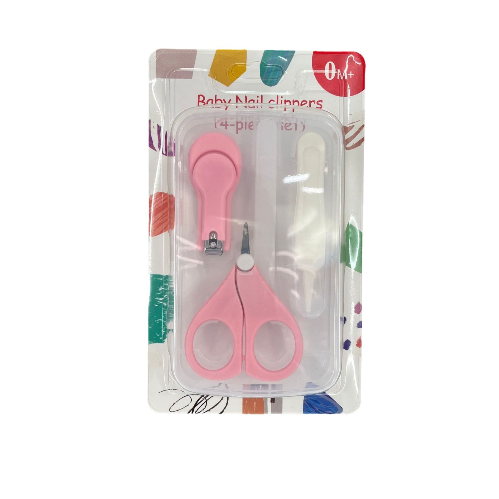 Cuatro piezas de tijeras de uñas para bebés multicolores, ajuste de clip de uñas de seguridad para bebés, conjunto de archivos de uñas para bebés