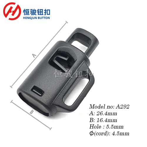 现货促销 恒骏供应 黑白彩绳扣 绳夹双孔弹簧扣 子弹猪鼻扣 吊钟