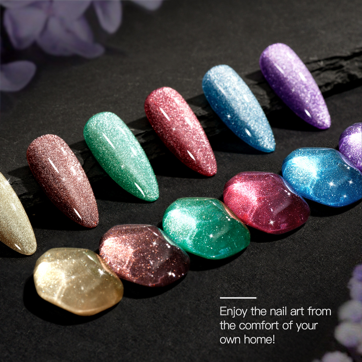 Ojo de gato Esmalte de uñas pegamento Elfo flash de ojo de gato multicolor al por mayor belleza de uñas ancho elfo cristal pegamento de uñas tienda de belleza de uñas dedicado