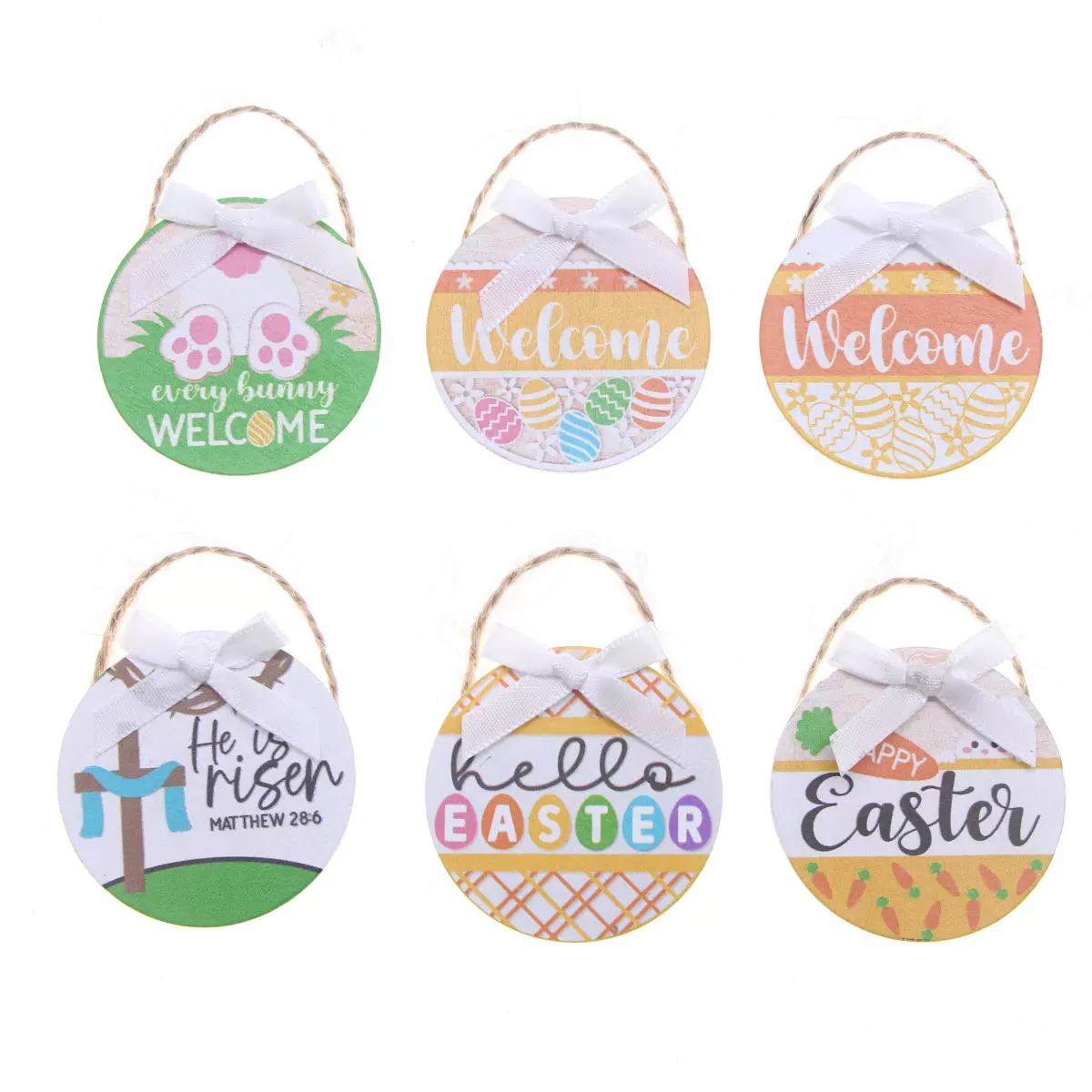 Dollhouse娃娃屋迷你复活节木质门牌挂件 微缩节日氛围装墙饰挂件