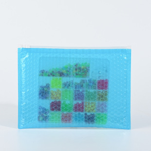 Color transparent bubble zipper bag bubble self-sealing bag stationery bag shockproof bubble bag waterproof document bag custom