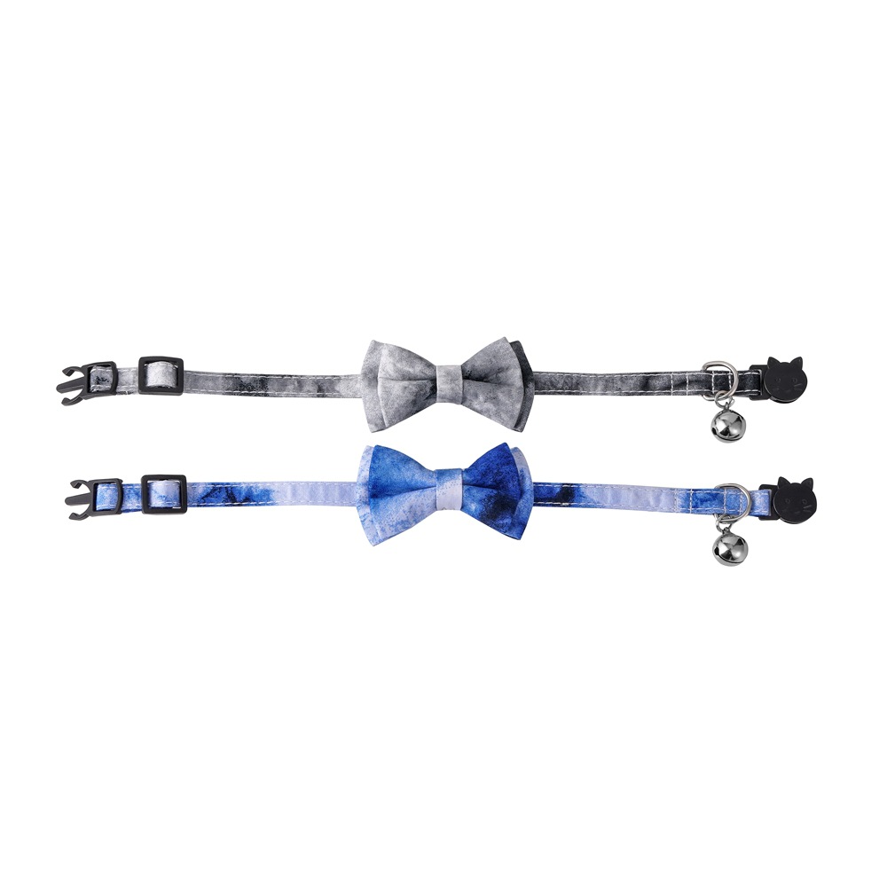 Fabricantes de nuevos productos transfronterizos de algodón tiñado suave collar de gato arco desmontable mascota collar de gato