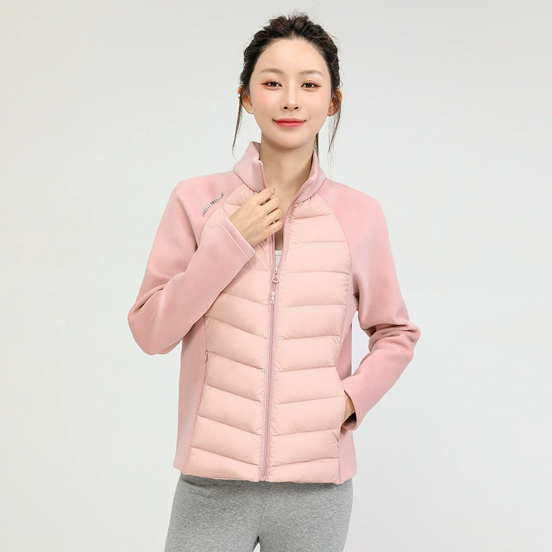 Трансграничная осень и зима новый белый утиный бархат легкий пуховик женский шитый воротник на открытом воздухе спортивная одежда для йоги короткая куртка прилив