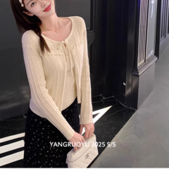 杨杨YANGRUOYU秋日布蕾针织开衫两件套女吊带显瘦毛织上衣女
