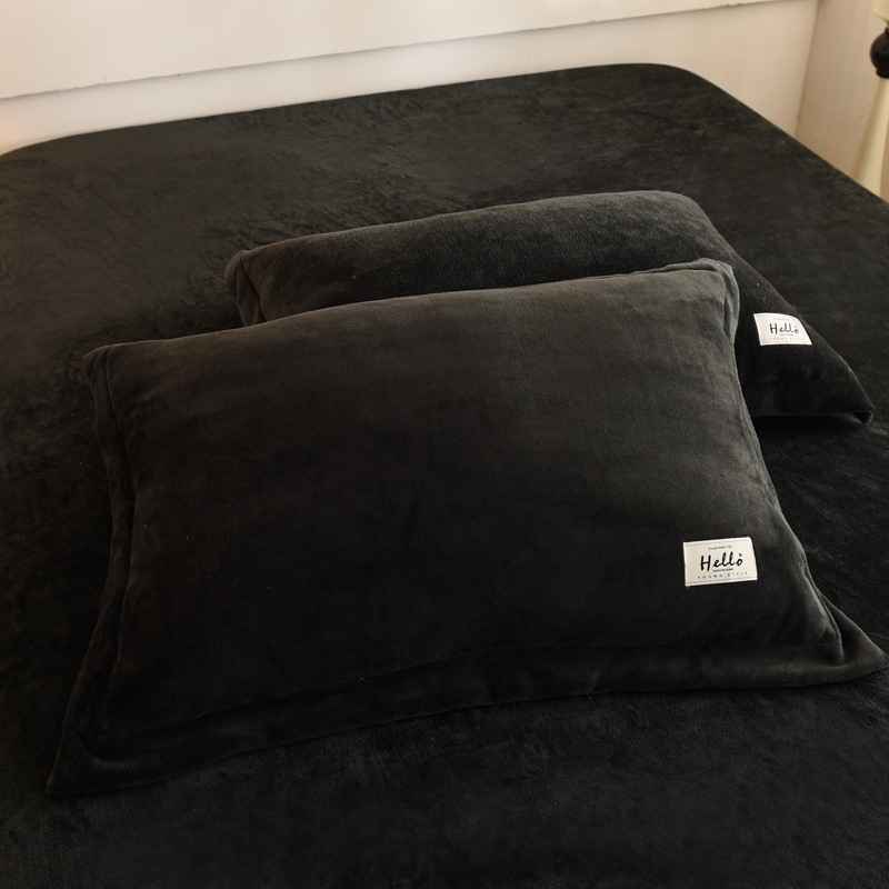 Funda de almohada de lana de leche gruesa de invierno par de 48cm x 74cm Funda de almohada de lana de coral Funda de núcleo de almohada individual 2