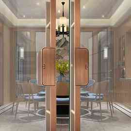 A8L新中式大门把手仿古铜对开玻璃门拉手酒店包厢定 制有框木门长