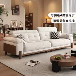 Vintage-Style Cotton and Linen Fabric Sofa for Living Room, Large Three-Seater, Skin-Friendly Chenille, Foshan Furniture, Longjiang Factory