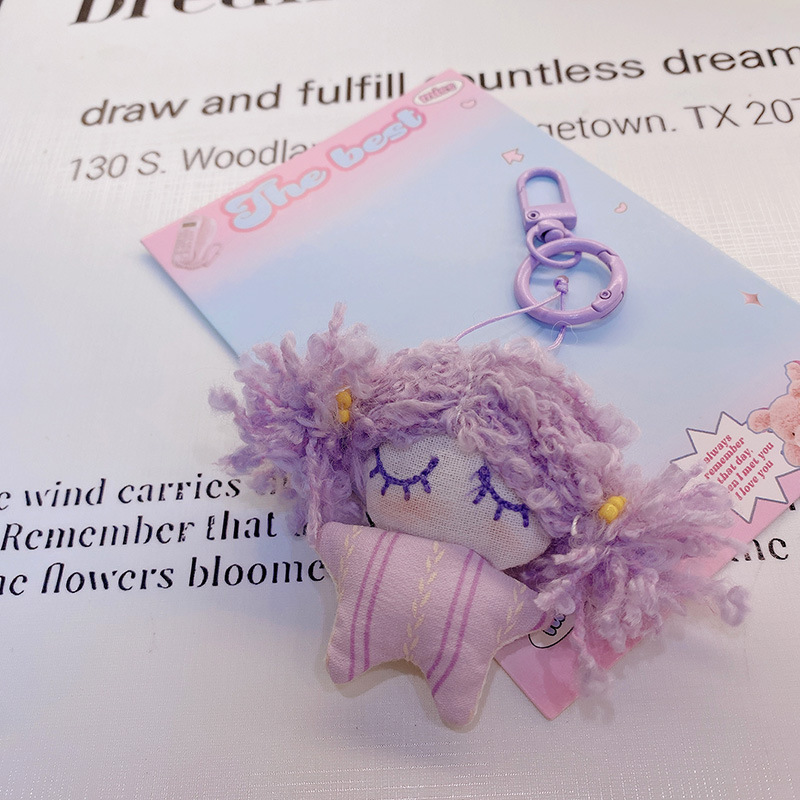HD843A025 tela de otoño púrpura relleno de algodón muñeca llavero colgante bolso colgante de teléfono móvil