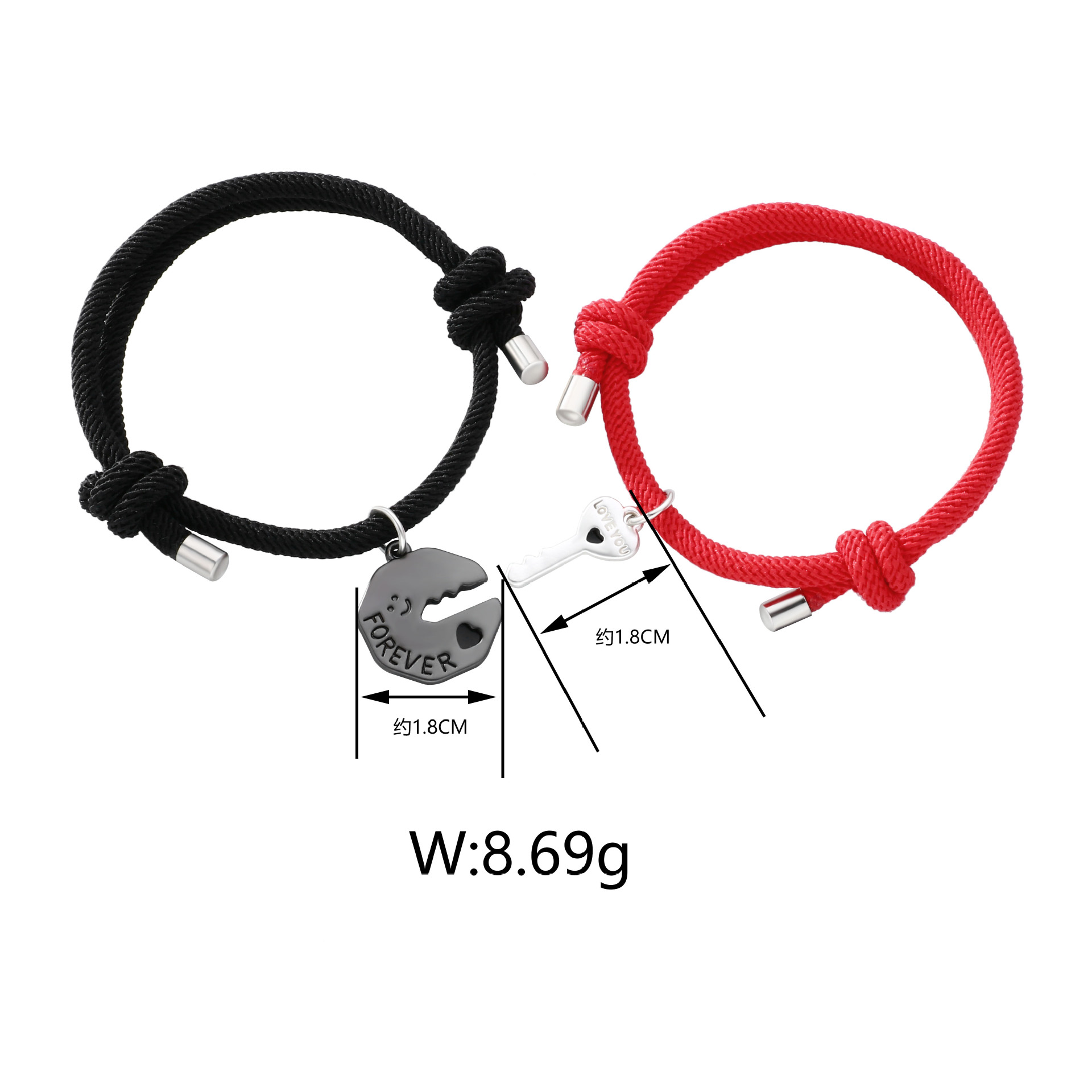 Casual Simple Style Streetwear Key Alloy Plating Valentine's Day Couple Bracelets display picture 3