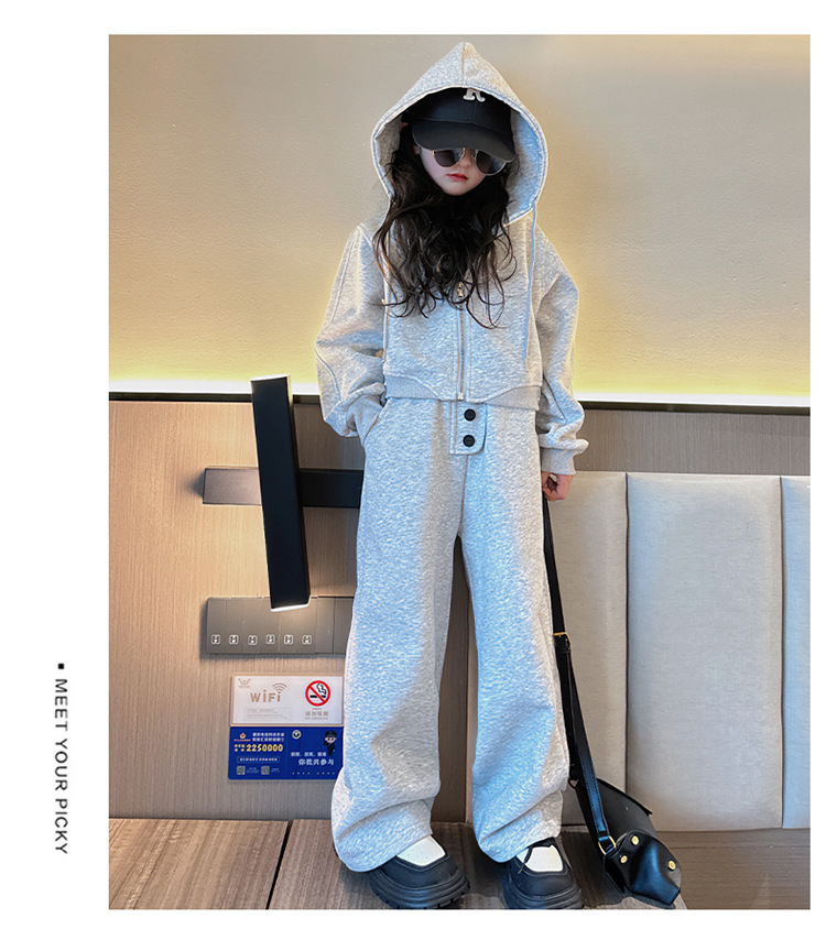 Jenter vår 2024 ny koreansk utgave barnemote hettegenser i to deler med en stor og vestlig stil_voghion.com