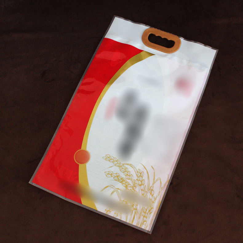 厂家生产大米包装袋定做凹印三边封袋带扣手复合材料质量保证混批