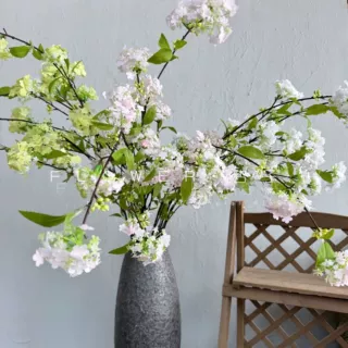 仿真花线绣菊雪柳枝条花家居装饰小手球雪球摄影道具垂挂绿植假花