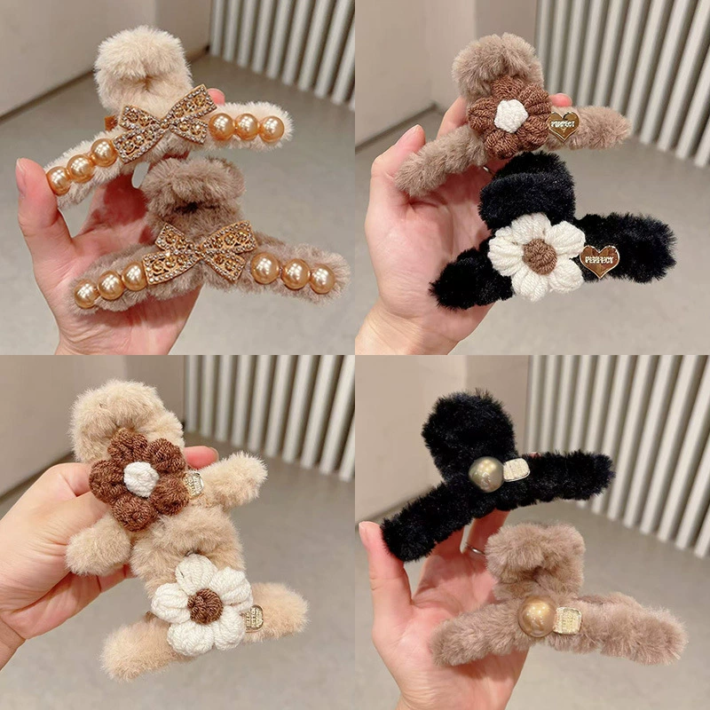 Зимний плюшевый большой крабовый заколка, заколка для волос, акула, аксессуар для волос, шпильки