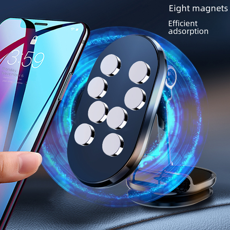 Car phone holder, foldable magnetic navigation dashboard car strong magnetic center console rotating stand wholesale