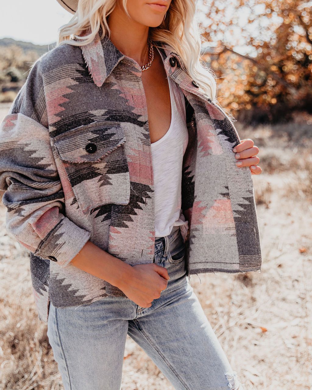 Abrigo de Lana con Estampado para Mujer de Mezcla de Algodón Grueso, Suelto