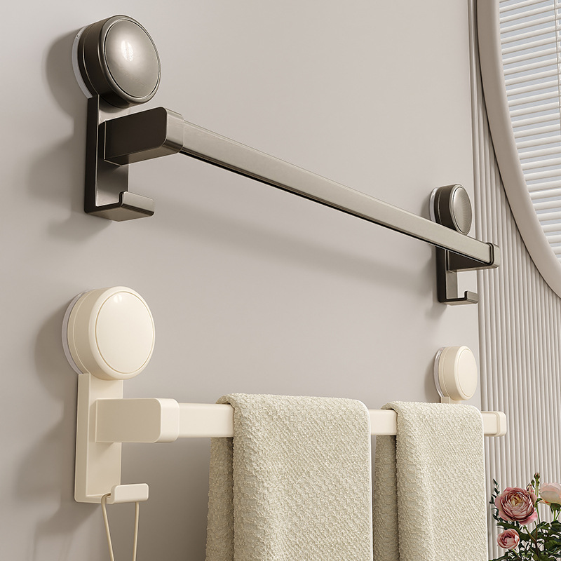 Suction Cup Towel Rack Toilet Wall-mounted Non-perforated Toilet Towel Hanging Pole Bathroom Bath Towel Rack Storage Rack