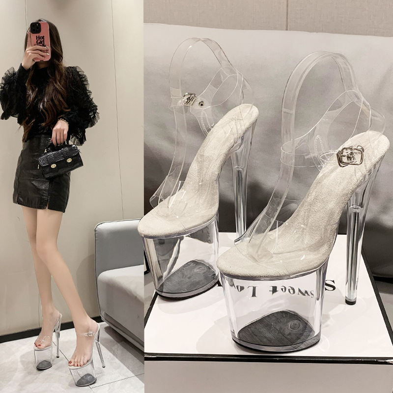 New Style Fine Heel Super High Heel 2022 Autumn Fashionable Pointed Platform Heel Casual Wedding Fashion Sandals Women's Single-layer Shoes
