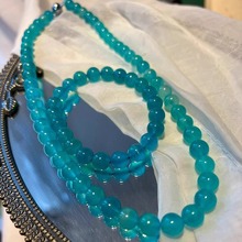 8mm天然天河石圆珠项链手链套装饰品夏季色彩时尚大气礼物送女友