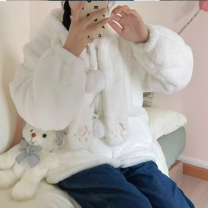 (2개) 겨울 따뜻한 새로운 귀여운 귀 코트