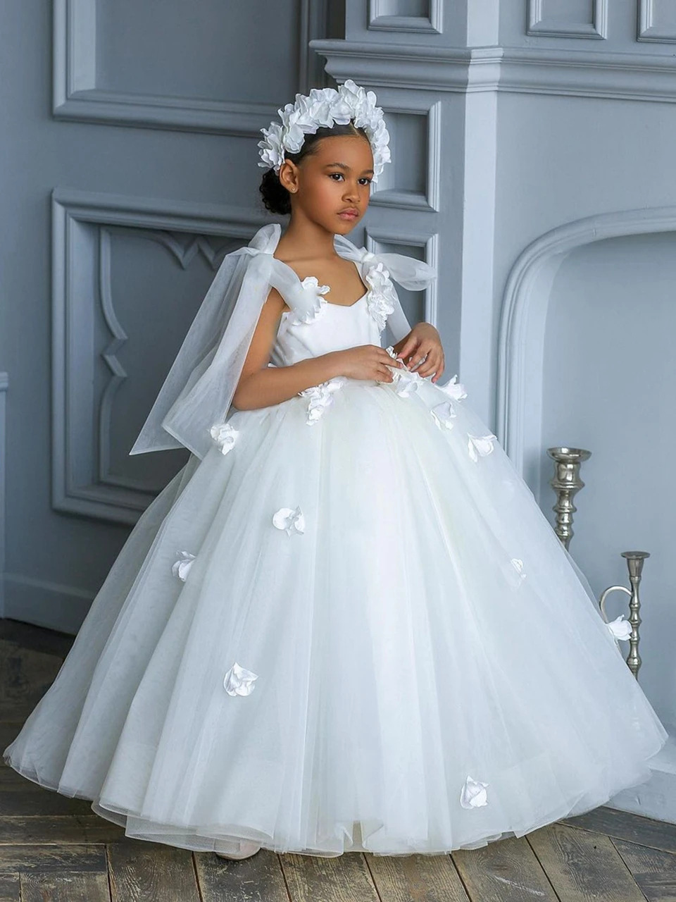 Kindergeburtstagsfeier 2026, weißes Träger-Tutu-Kleid für kleine Mädchen, Laufsteg- und Blumenmädchen-Outfit_voghion.com