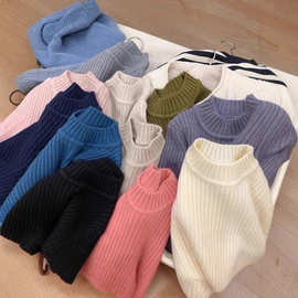 2025秋冬季新款女童加厚打底衫儿童男童半高领毛衣中大童冬款冬季
