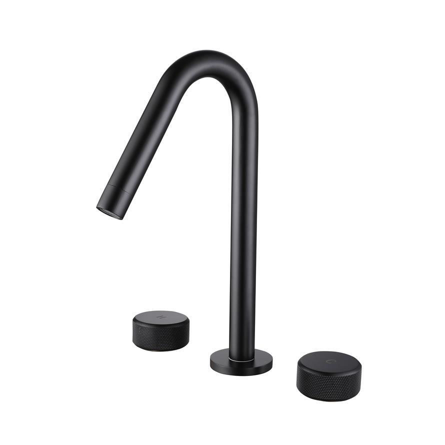 Kaiping Youjia bathroom countertop oblique tube electroplating counter basin double handle rotatable three-hole bathroom cabinet faucet 33010