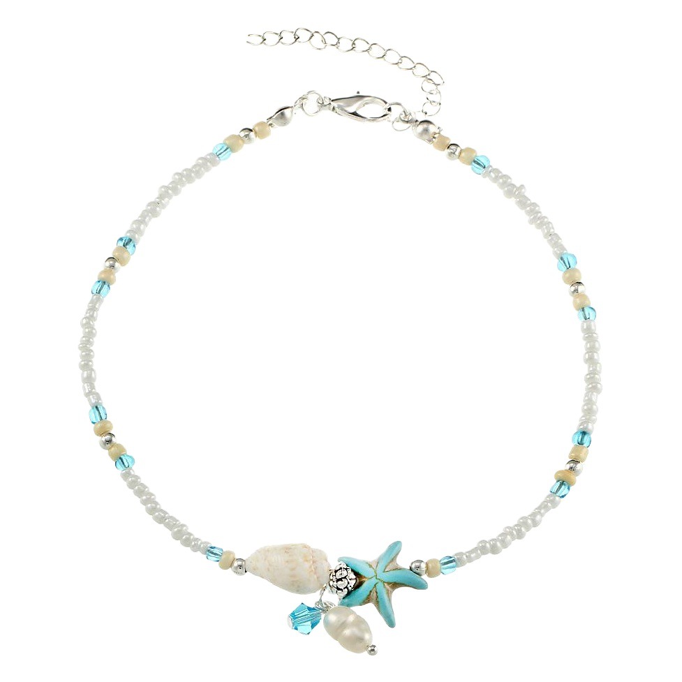 Deseo moda europea y americana tobillera Concha estrella de mar colgante arroz cuentas tobillera yoga playa tobillera pulsera al por mayor