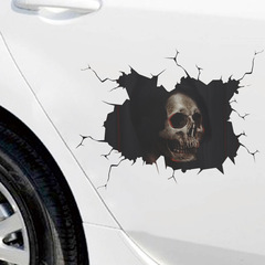 New Halloween 020 Wall-Breaking Skeleton Skull Head Halloween Atmosphere Window Glass Decal Self-Adhesive