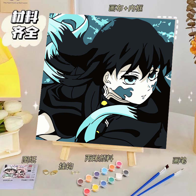 Pintura al óleo digital de bricolaje, dibujos animados para niños, pinturas para colorear hechas a mano, lindos puestos de animación curativos, comercio exterior transfronterizo