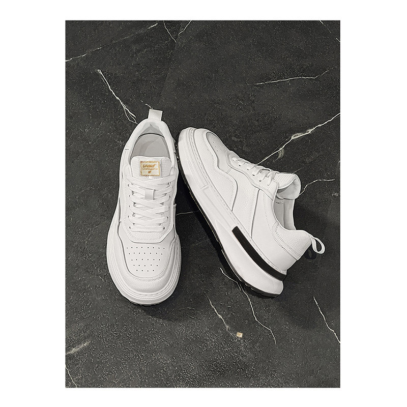 ShoeGlobe New Fashion Winter Plush Low-top Dad Trendy Versatile Thick-soled Sports Casual Men's White Shoes_voghion.com