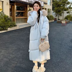 狐狸毛领韩版长款羽绒服女批发冬新款中国结加厚过膝洋气保暖外套