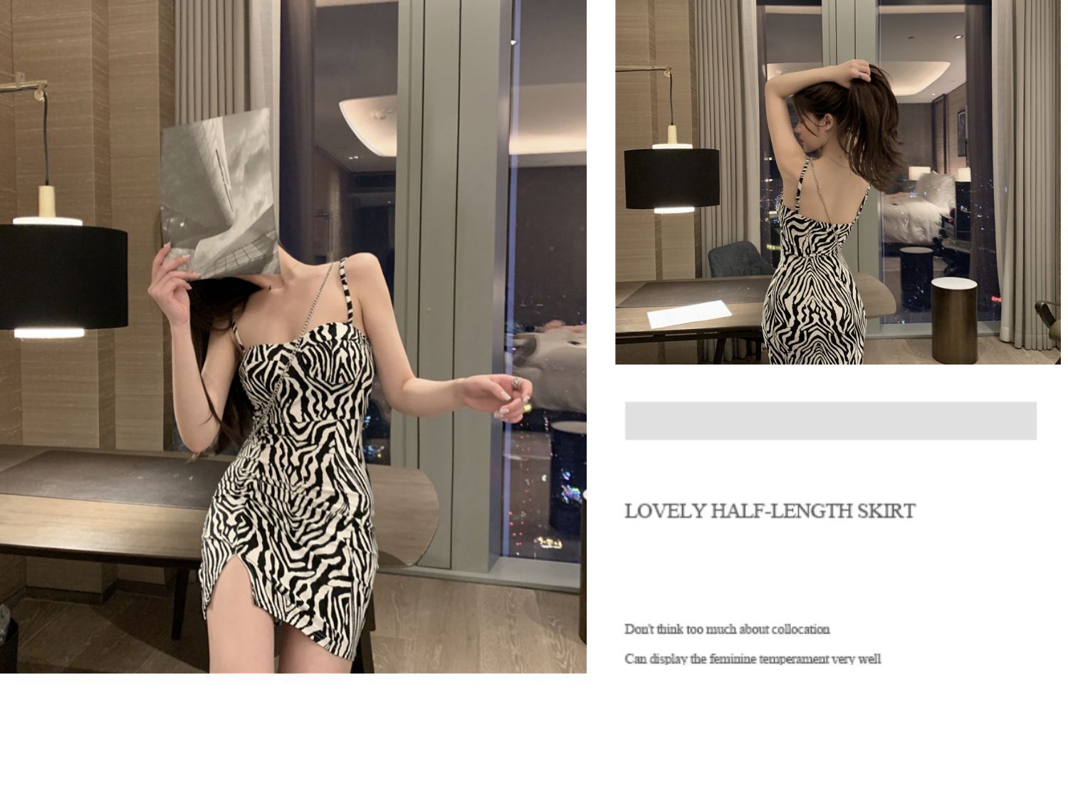 GraceChic 2025 Nuovo abito snellente per donna, super popolare autunno con motivo zebrato e spalline sexy, elegante abito anti-età taglie forti_voghion.com